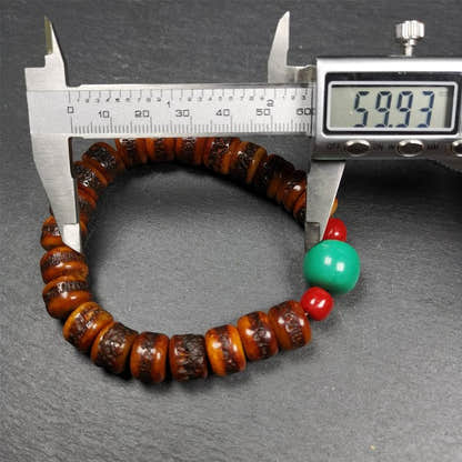 7.5" Yak Bone Wrist Mala - Tibetan Buddhist mala beads, size reference
