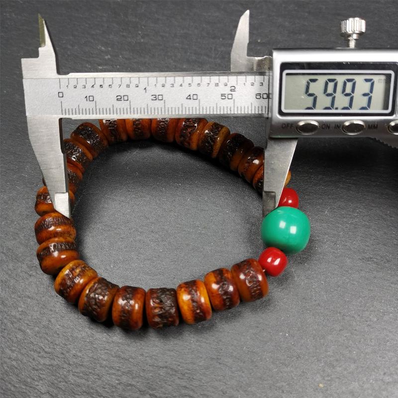 7.5" Yak Bone Wrist Mala - Tibetan Buddhist mala beads, size reference