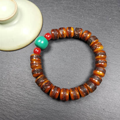 7.5" Yak Bone Wrist Mala - Tibetan Buddhist mala beads, view 4