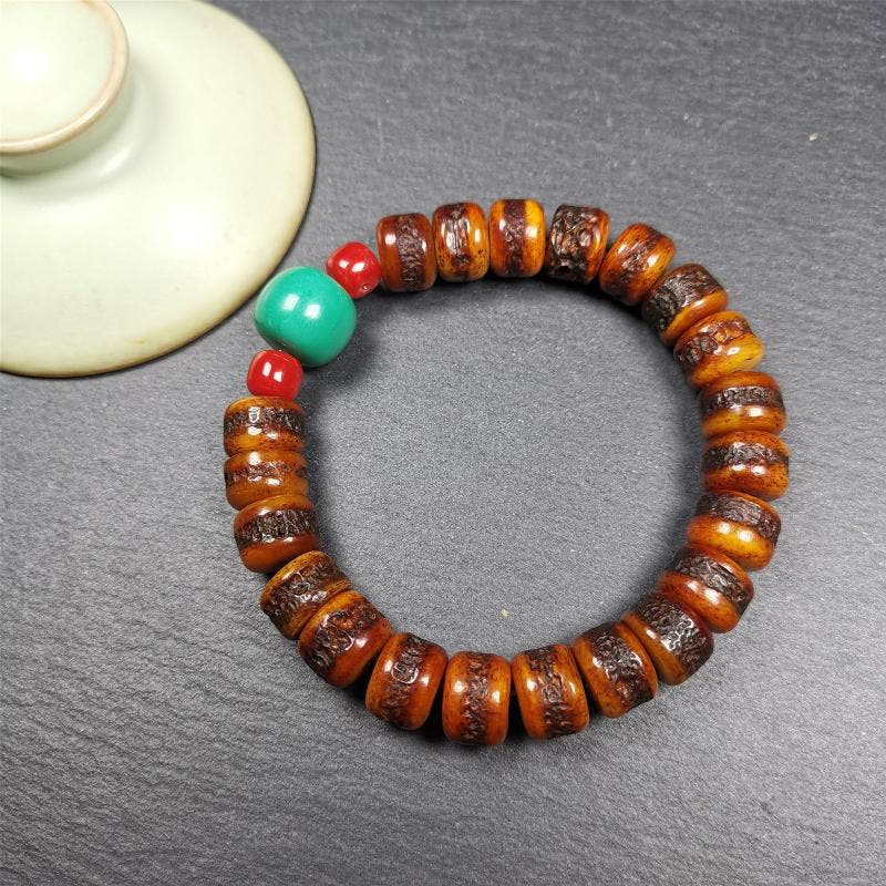 7.5" Yak Bone Wrist Mala - Tibetan Buddhist mala beads, view 4
