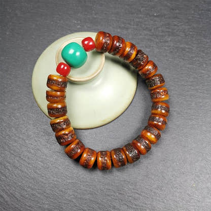 7.5" Yak Bone Wrist Mala - Tibetan Buddhist mala beads, view 5