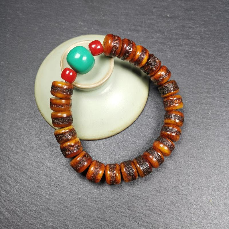 7.5" Yak Bone Wrist Mala - Tibetan Buddhist mala beads, view 5