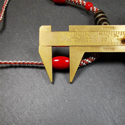 2 Eyed Dzi Bead Necklace - Tibetan Buddhist bead necklace, view 10