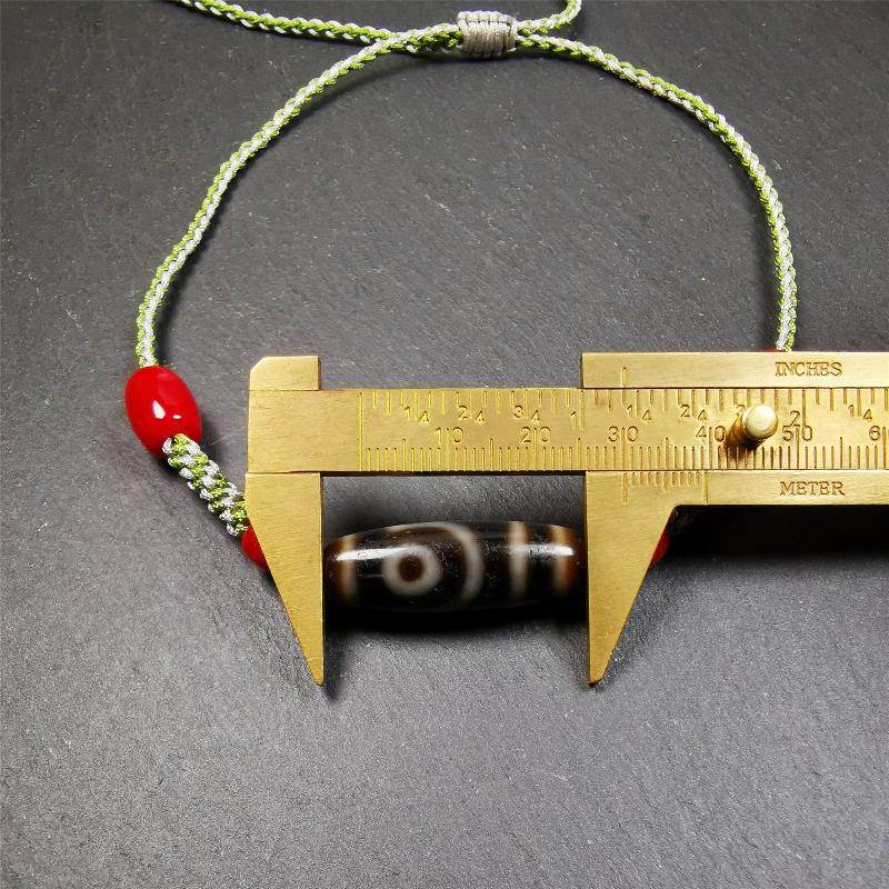 2 Eyed Dzi Bead Necklace - Tibetan Buddhist bead necklace, view 9