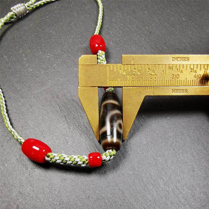 2 Eyed Dzi Bead Necklace - Tibetan Buddhist bead necklace, view 10
