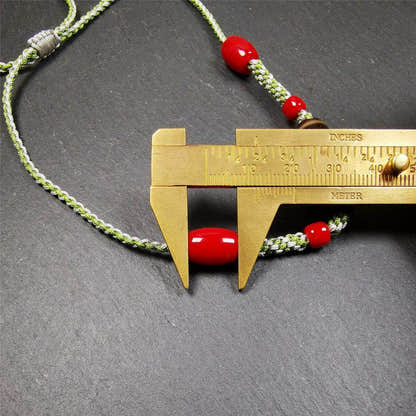 2 Eyed Dzi Bead Necklace - Tibetan Buddhist bead necklace, view 11