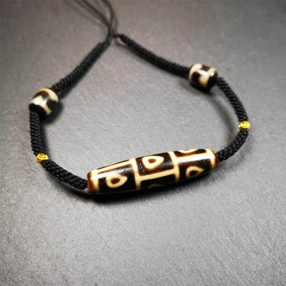 9 Eyed Bodhi Dzi Bead Necklace - Tibetan Buddhist bead necklace, view 6