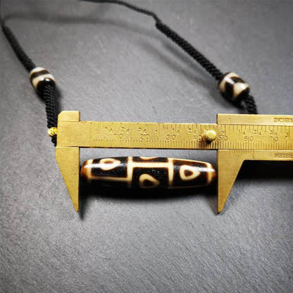 9 Eyed Bodhi Dzi Bead Necklace - Tibetan Buddhist bead necklace, view 8
