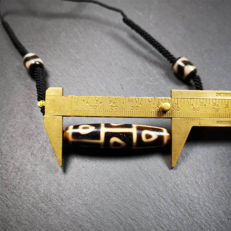 9 Eyed Bodhi Dzi Bead Necklace - Tibetan Buddhist bead necklace, view 8