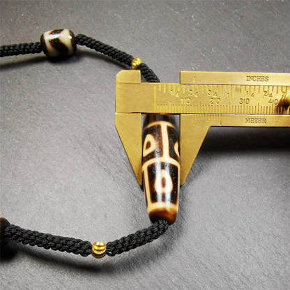 9 Eyed Bodhi Dzi Bead Necklace - Tibetan Buddhist bead necklace, view 9