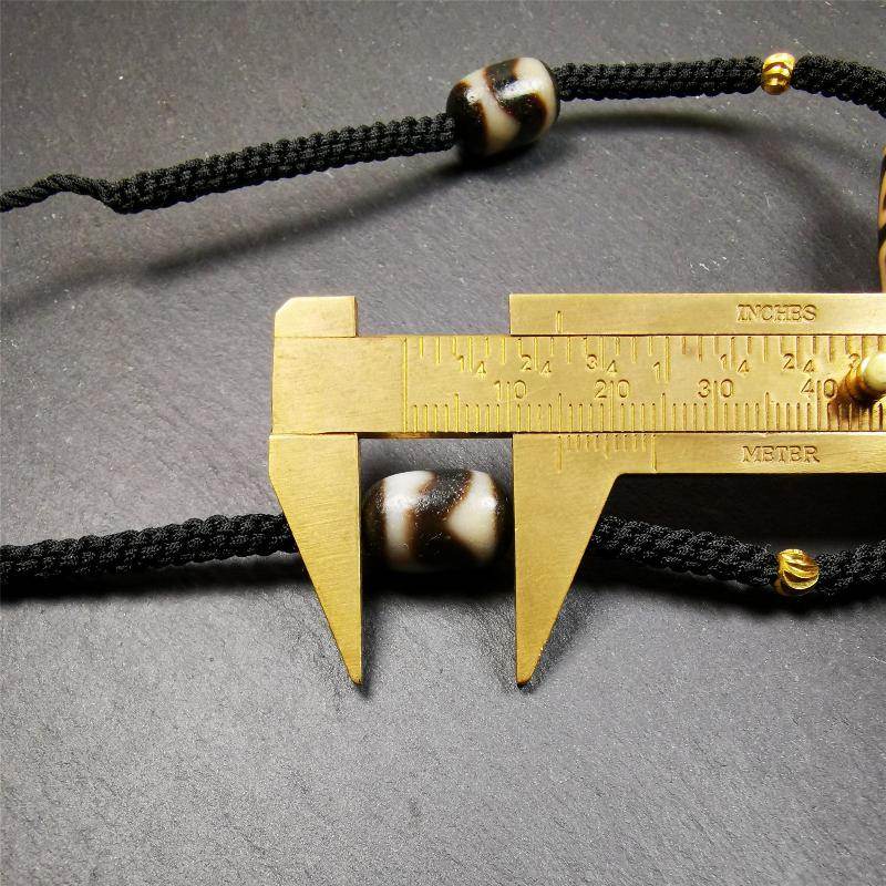 9 Eyed Bodhi Dzi Bead Necklace - Tibetan Buddhist bead necklace, view 10