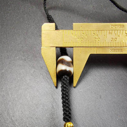 9 Eyed Bodhi Dzi Bead Necklace - Tibetan Buddhist bead necklace, size reference