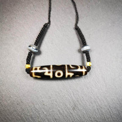 Guru Rinpoche's Ritual Paraphernalia Dzi Bead Necklace - Tibetan Buddhist bead necklace, view 6