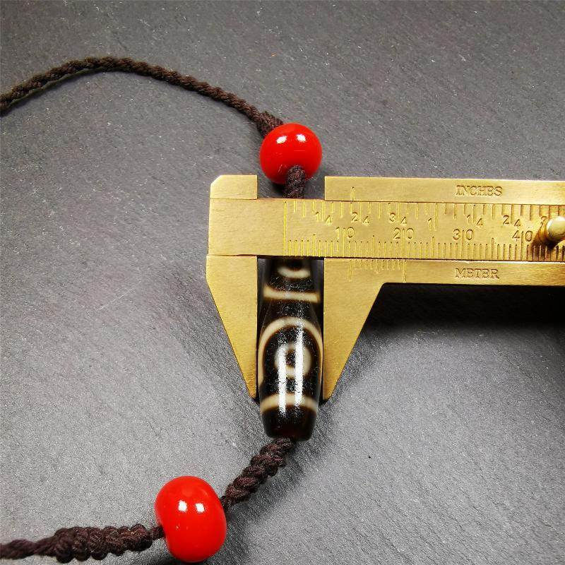 3 Eyed Dzi Bead Necklace - Tibetan Buddhist bead necklace, view 10
