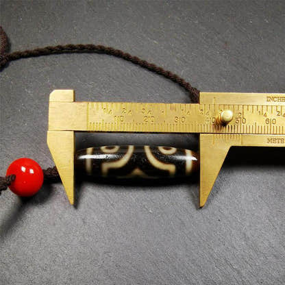 3 Eyed Dzi Bead Necklace - Tibetan Buddhist bead necklace, view 9
