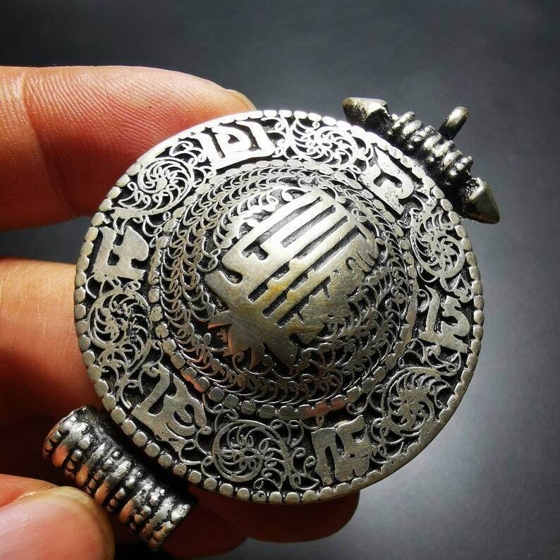 Gau Ghau Shrine, Altar Amulet Pendant,OM and Kalachakra Symbol - Tibetan Buddhist amulet, view 6