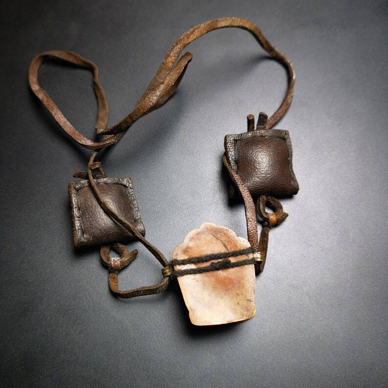 Gau Ghau Shrine, Mini Amulet Pendant 1.58" - Tibetan Buddhist amulet, size reference