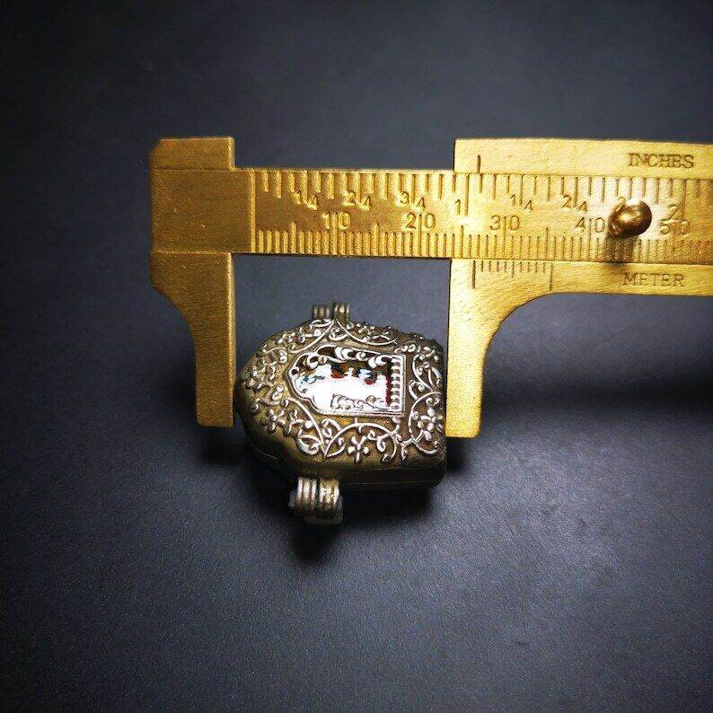Gau Ghau Shrine, Yellow Jambhala Altar Amulet Pendant - Tibetan Buddhist amulet, view 9