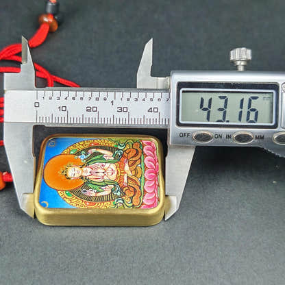Hand-Painted Chenrezig Locket Thangka - Tibetan Gau Box Amulet - Tibetan thangka painting, view 10