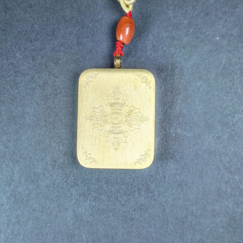 Hand-Painted Chenrezig Locket Thangka - Tibetan Gau Box Amulet - Tibetan thangka painting, view 6