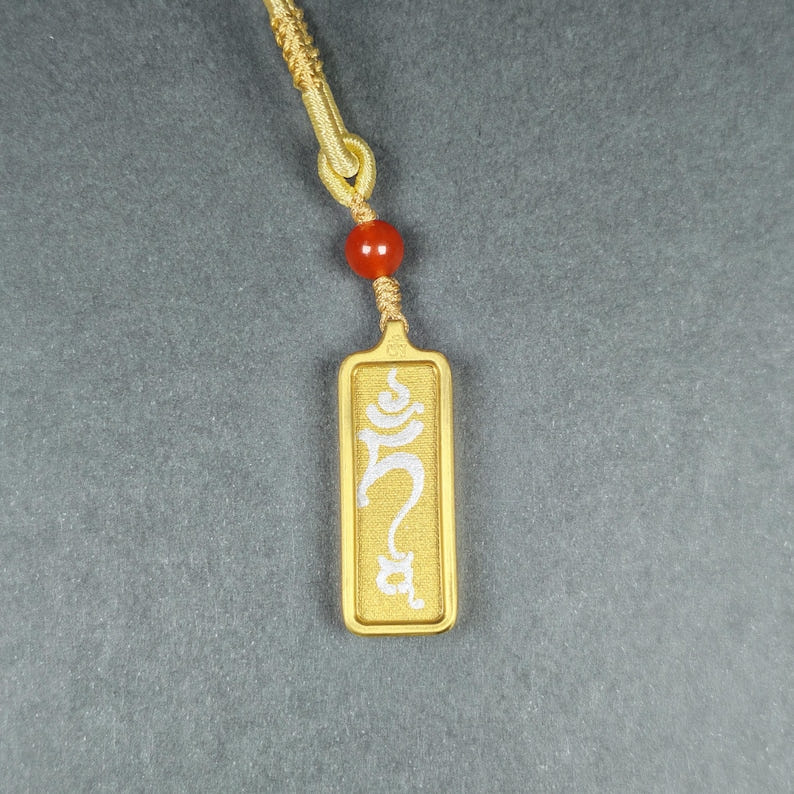 Hand-Painted Green Tara's Seed Syllable Tam Locket - Tibetan Buddhist art, view 7