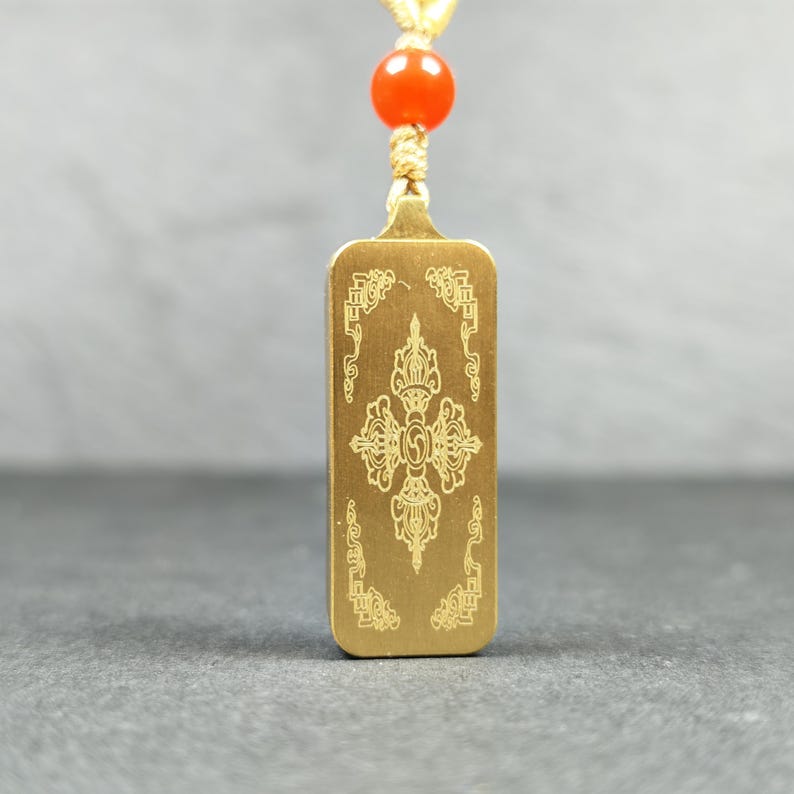 Hand-Painted Green Tara's Seed Syllable Tam Locket - Tibetan Buddhist art, view 9