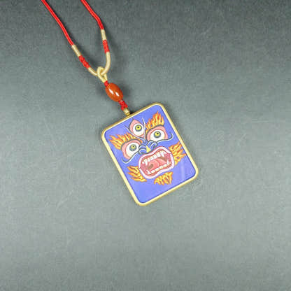 Hand-Painted Mahakala Locket Thangka - Tibetan Gau Box Amulet - Tibetan thangka painting, view 11