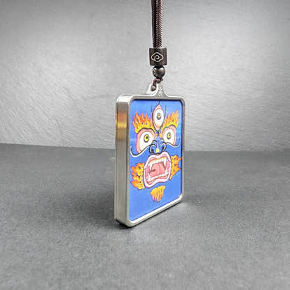 Hand-Painted Mahakala Locket Thangka - Tibetan Gau Box Amulet - Tibetan thangka painting, view 12
