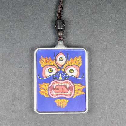 Hand-Painted Mahakala Locket Thangka - Tibetan Gau Box Amulet - Tibetan thangka painting, view 5