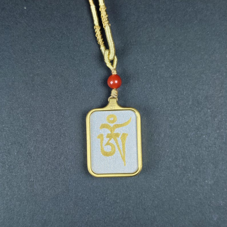 Hand-Painted OM Letter Locket Tibetan Gau Box Amulet - Tibetan Buddhist amulet, view 4