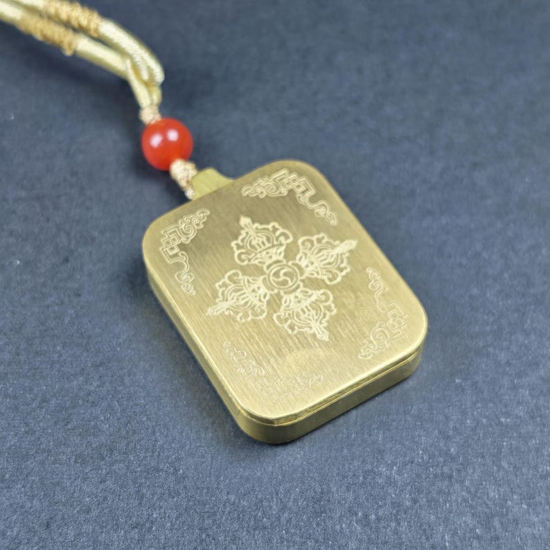 Hand-Painted OM Letter Locket Tibetan Gau Box Amulet - Tibetan Buddhist amulet, view 8