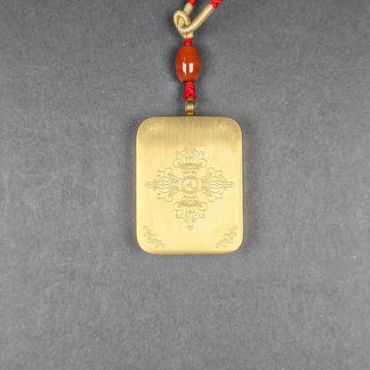 Hand-Painted Yellow Jambhala Locket Thangka - Tibetan Gau Box Amulet - Tibetan thangka painting, view 7