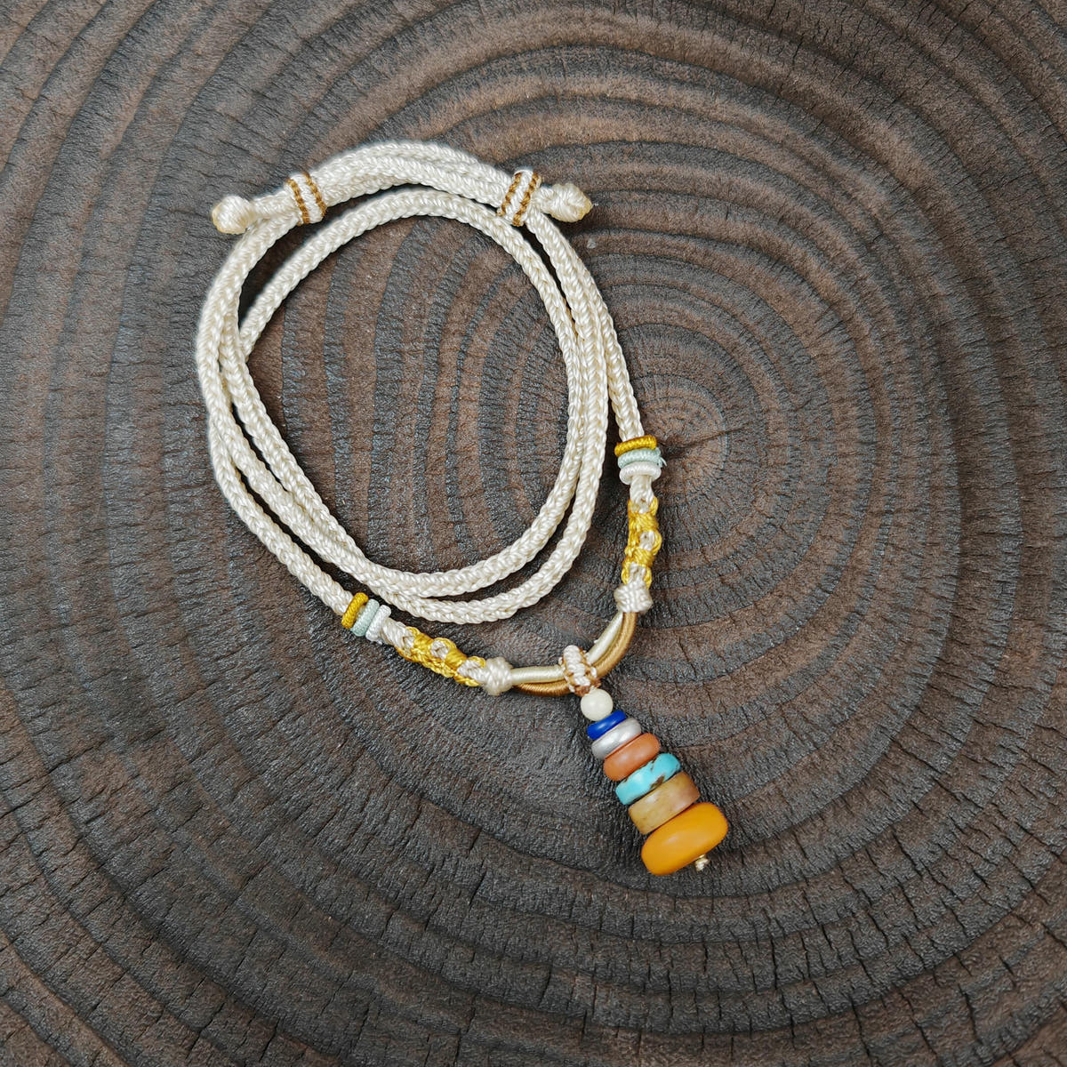 Handmade 7-Level Mani Stone Pendant | Tibetan Buddhist Amulet | Gemstone Meditation Jewelry | Spiritual Protection Gift