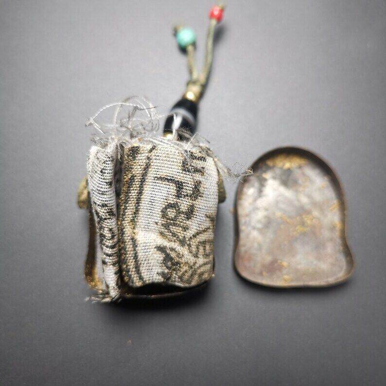 Gau Ghau Shrine, Altar Amulet Pendant - Tibetan Buddhist amulet, size reference