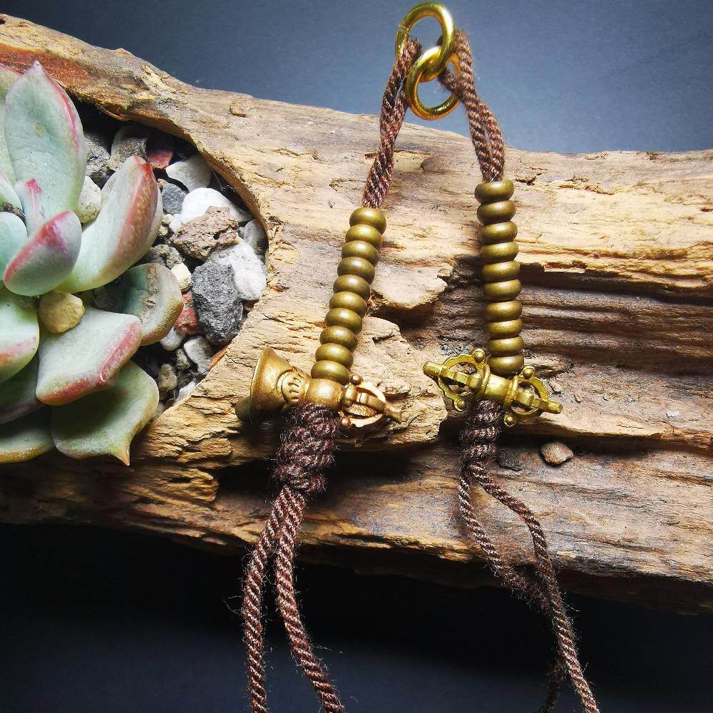 4mm Brass Prayer Bead Counters with Dorje Bell Pendant - Tibetan Buddhist art, view 9