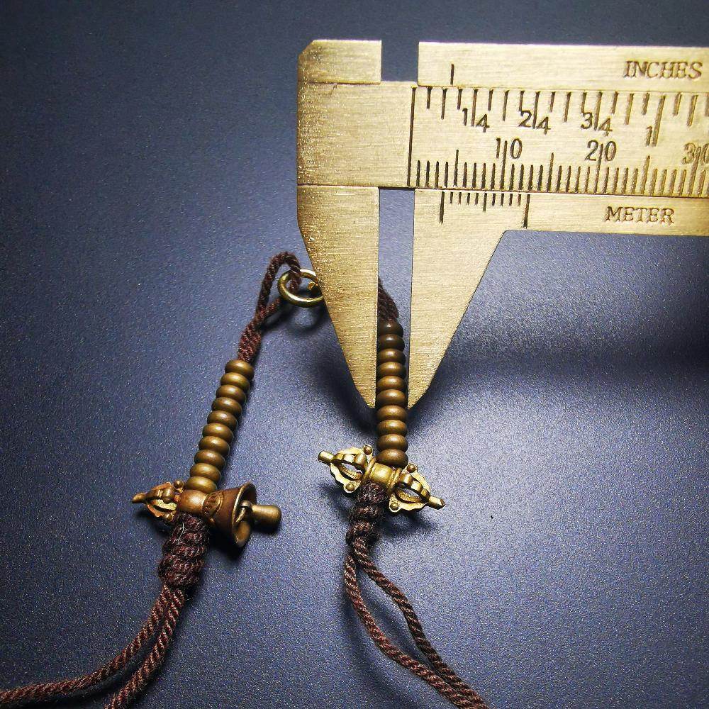 4mm Brass Prayer Bead Counters with Dorje Bell Pendant - Tibetan Buddhist art, view 13