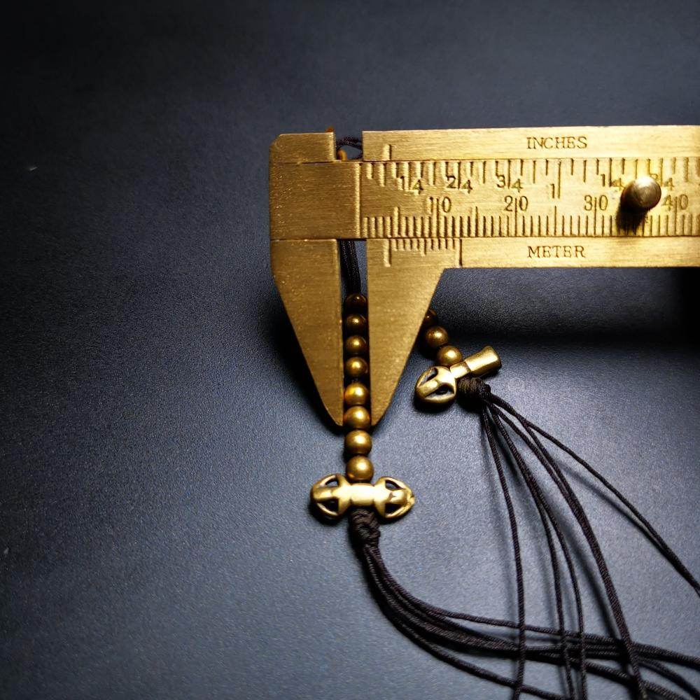 4mm Brass Prayer Bead Counters with Dorje Bell Pendant - Tibetan Buddhist art, view 10