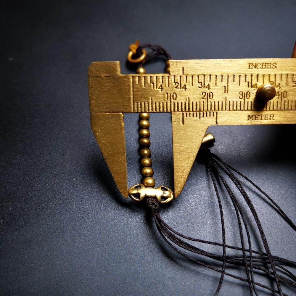 4mm Brass Prayer Bead Counters with Dorje Bell Pendant - Tibetan Buddhist art, view 11