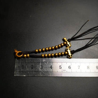 4mm Brass Prayer Bead Counters with Dorje Bell Pendant - Tibetan Buddhist art, size reference