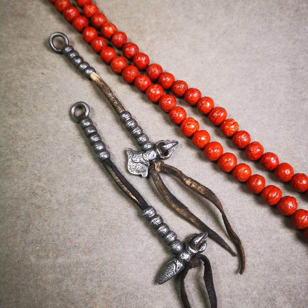 6mm Cold Iron Prayer Bead Counters - Tibetan Buddhist art, detailed view
