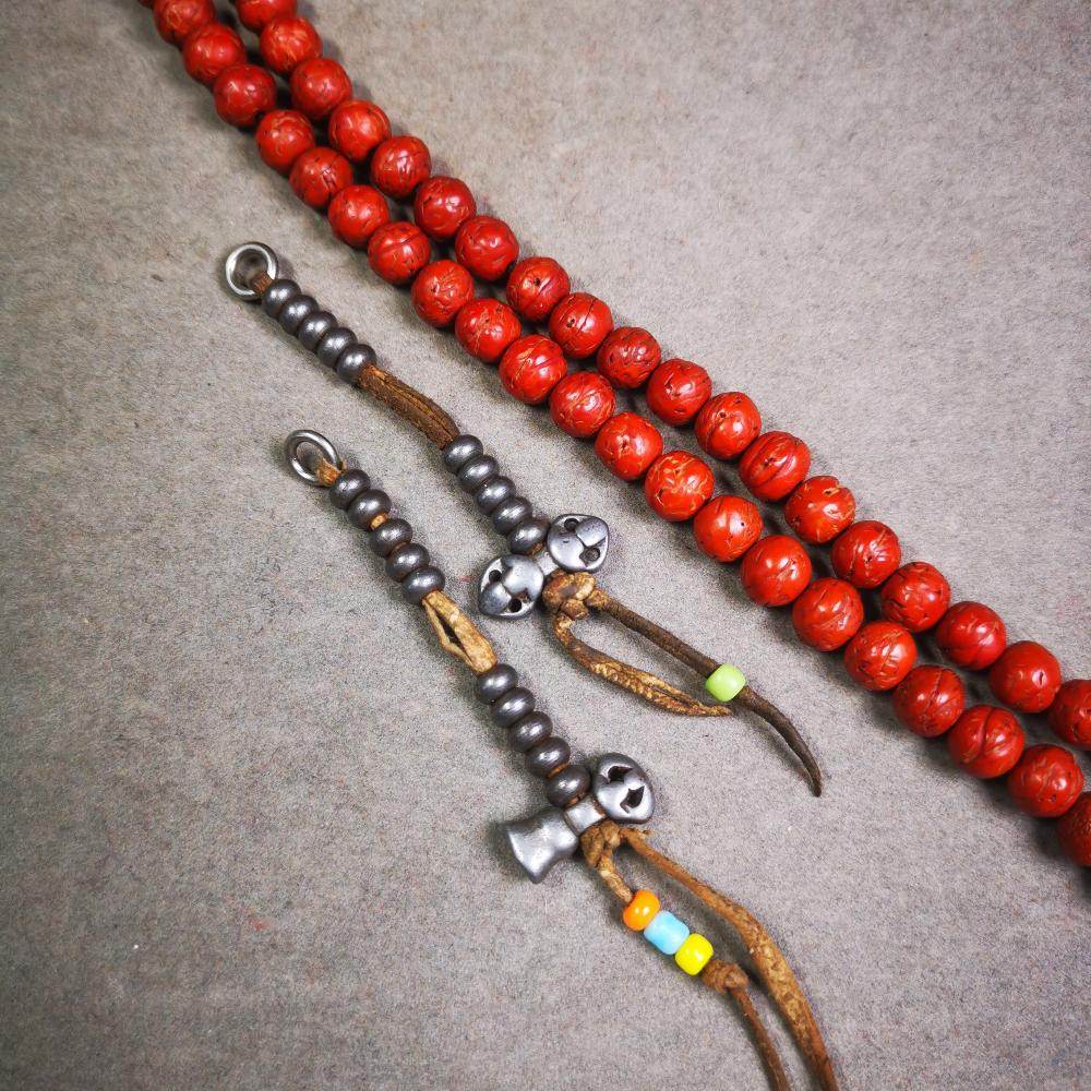 6mm Cold Iron Prayer Bead Counters - Tibetan Buddhist art, close-up detail