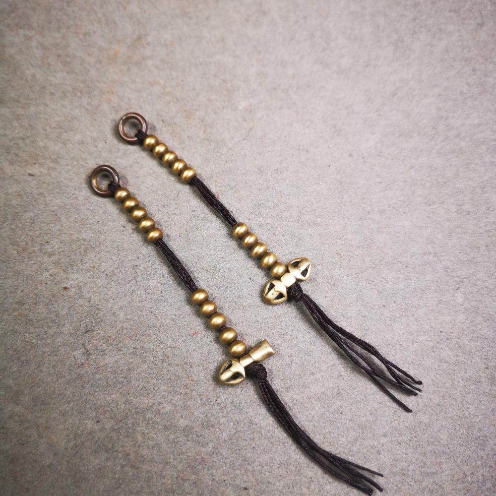 4mm Brass Prayer Bead Counters with Dorje Bell Pendant - Tibetan Buddhist art, view 4