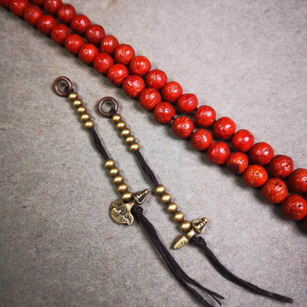 4mm Brass Prayer Bead Counters with Kila and Kartika Pendant - Tibetan Buddhist art, view 4