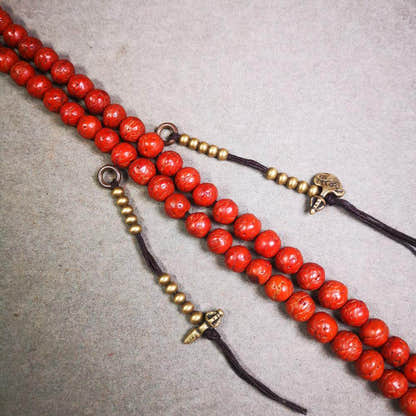 4mm Brass Prayer Bead Counters with Kila and Kartika Pendant - Tibetan Buddhist art, detailed view