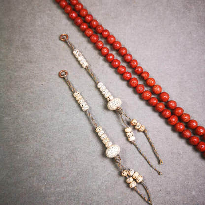 Unique 6mm Bodhi Seed Prayer Bead Counters - Tibetan Buddhist art, front view
