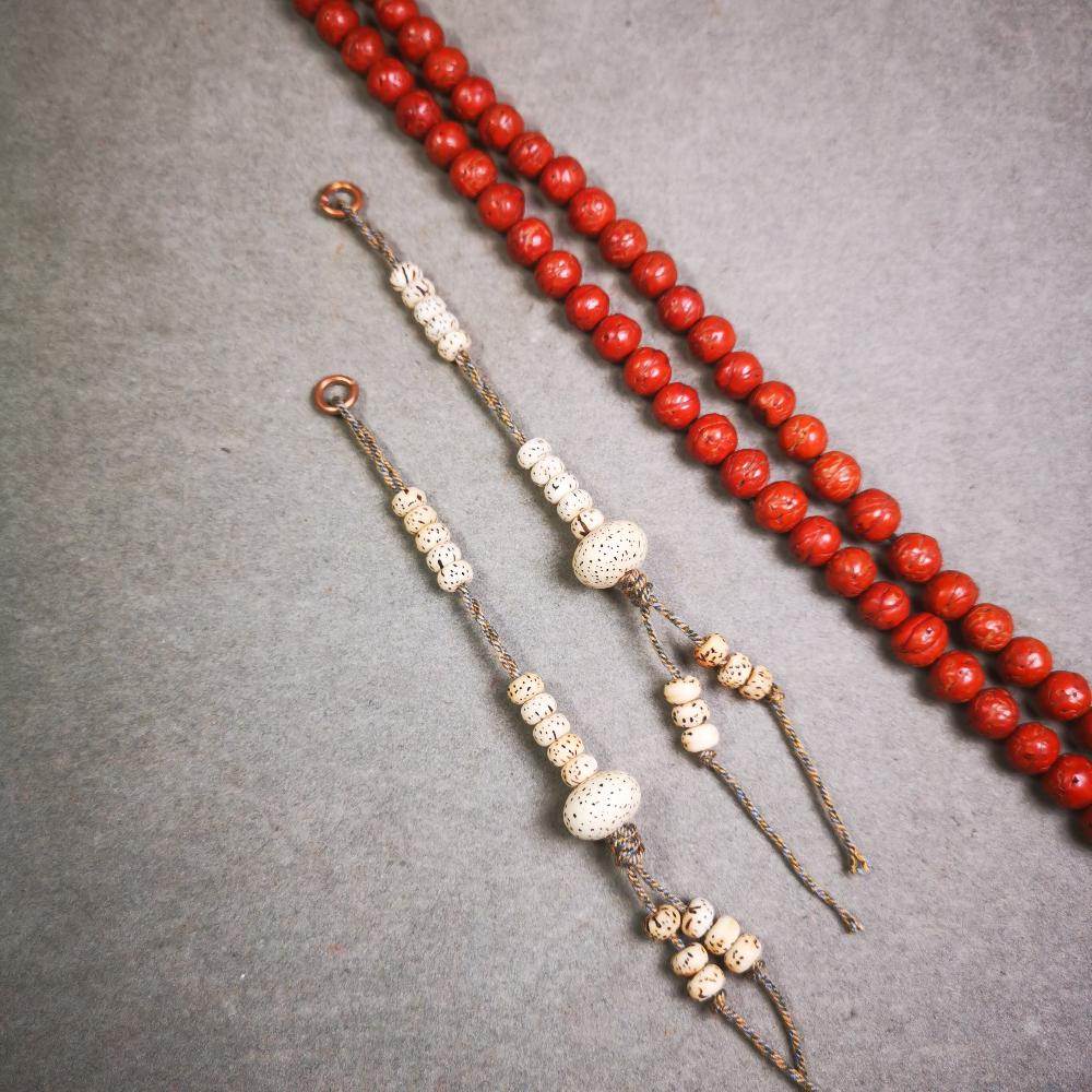 Unique 6mm Bodhi Seed Prayer Bead Counters - Tibetan Buddhist art, front view