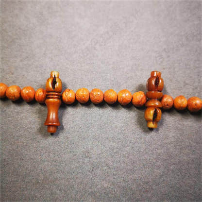 Bone Carved Vajra Bell Pendant - Tibetan Buddhist vajra, detailed view