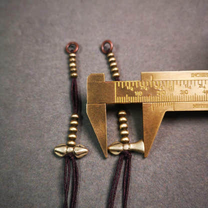 4mm Brass Prayer Bead Counters with Dorje Bell Pendant - Tibetan Buddhist art, view 8
