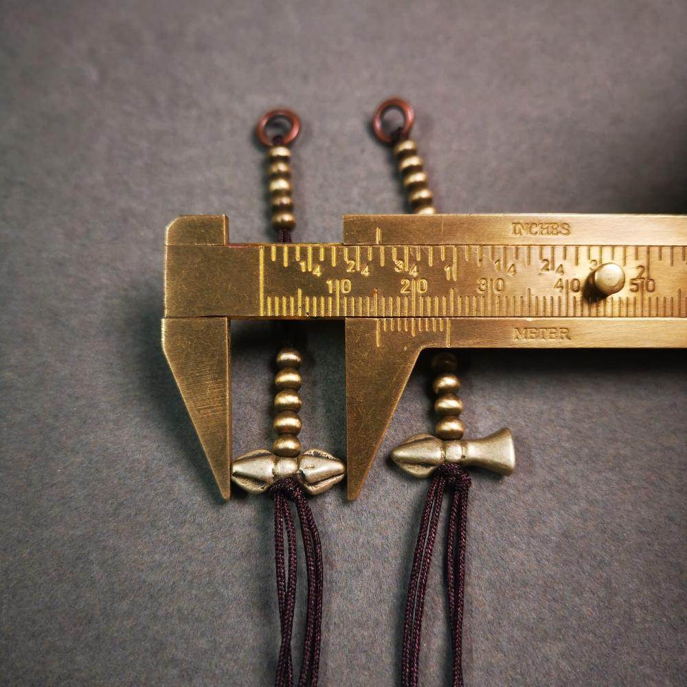 4mm Brass Prayer Bead Counters with Dorje Bell Pendant - Tibetan Buddhist art, view 9