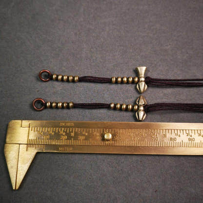 4mm Brass Prayer Bead Counters with Dorje Bell Pendant - Tibetan Buddhist art, size reference